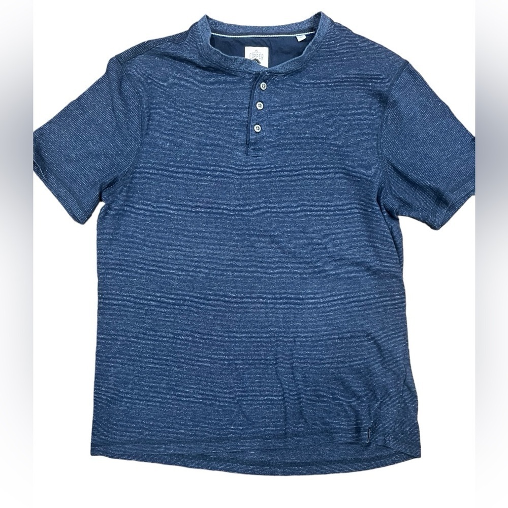 Copper & Oak Men’s Henley Short Sleeve Shirt Blue Size M